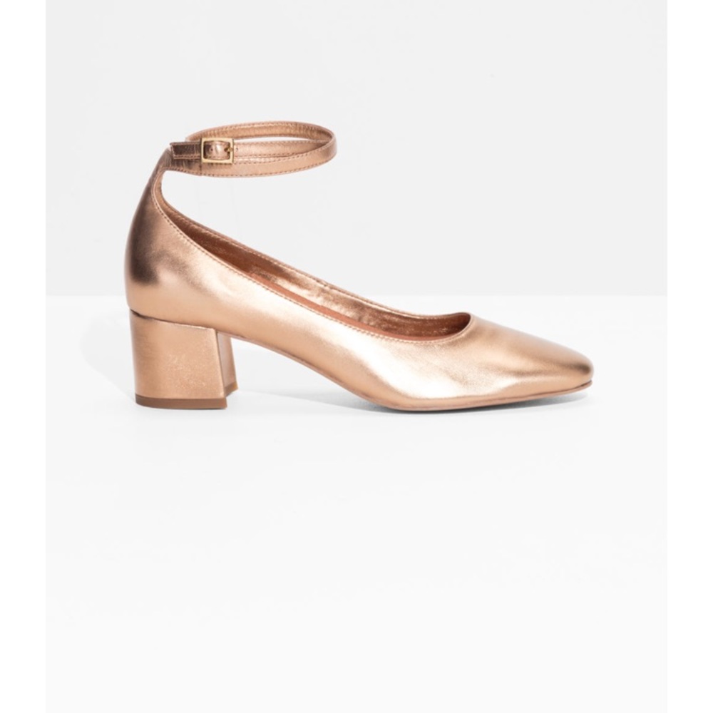 & Other Stories Gold Ankle Strap Pumps